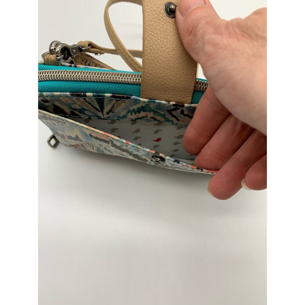 Sakroots Crossbody Purse Tech Wallet Teal Pattern - Picture 6 of 15